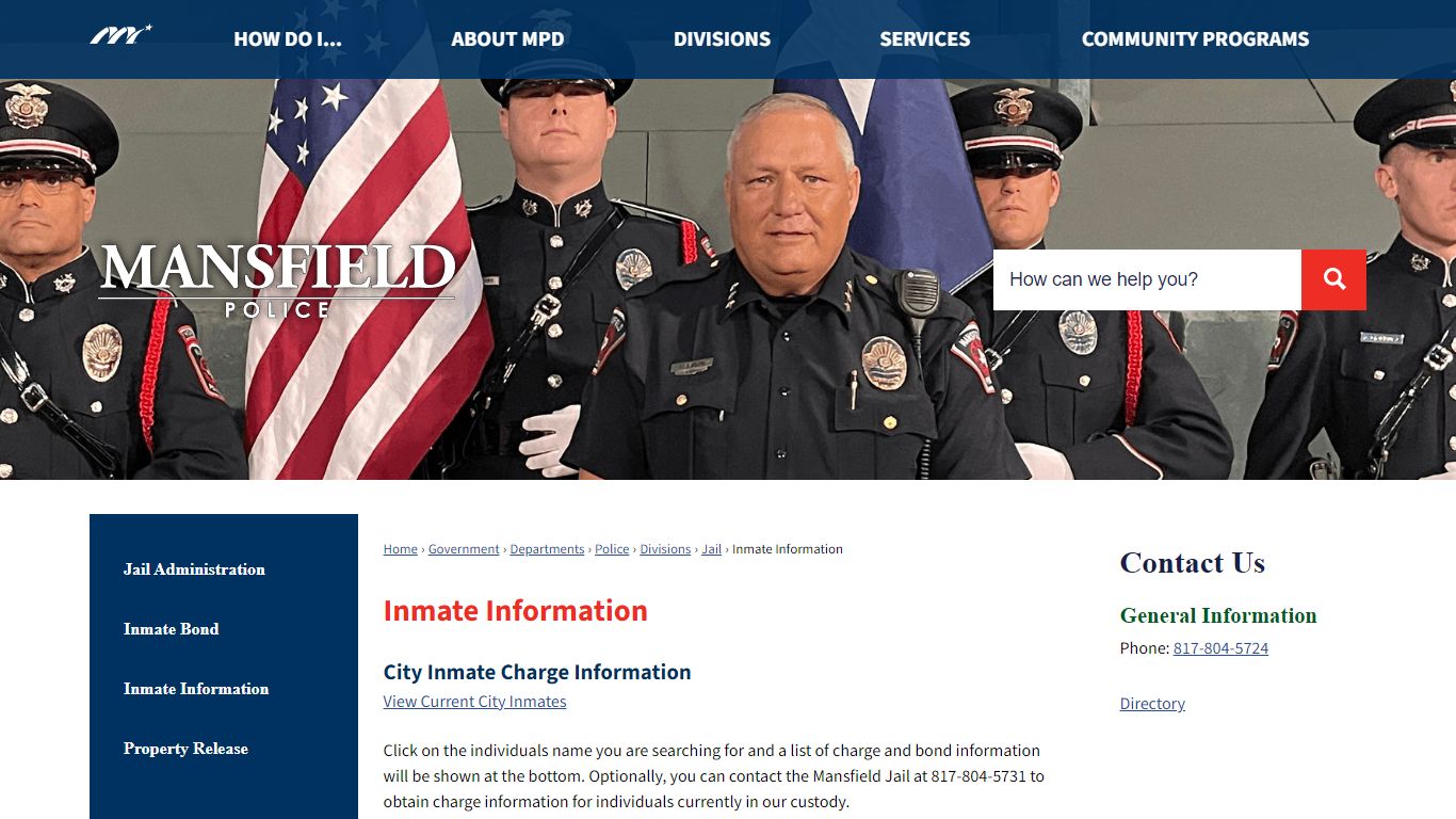Inmate Information | Mansfield, TX