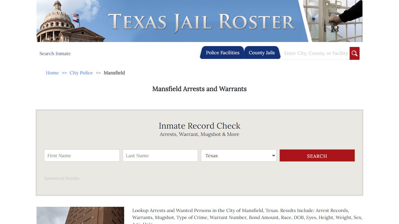 Mansfield Arrests and Warrants | Jail Roster Search