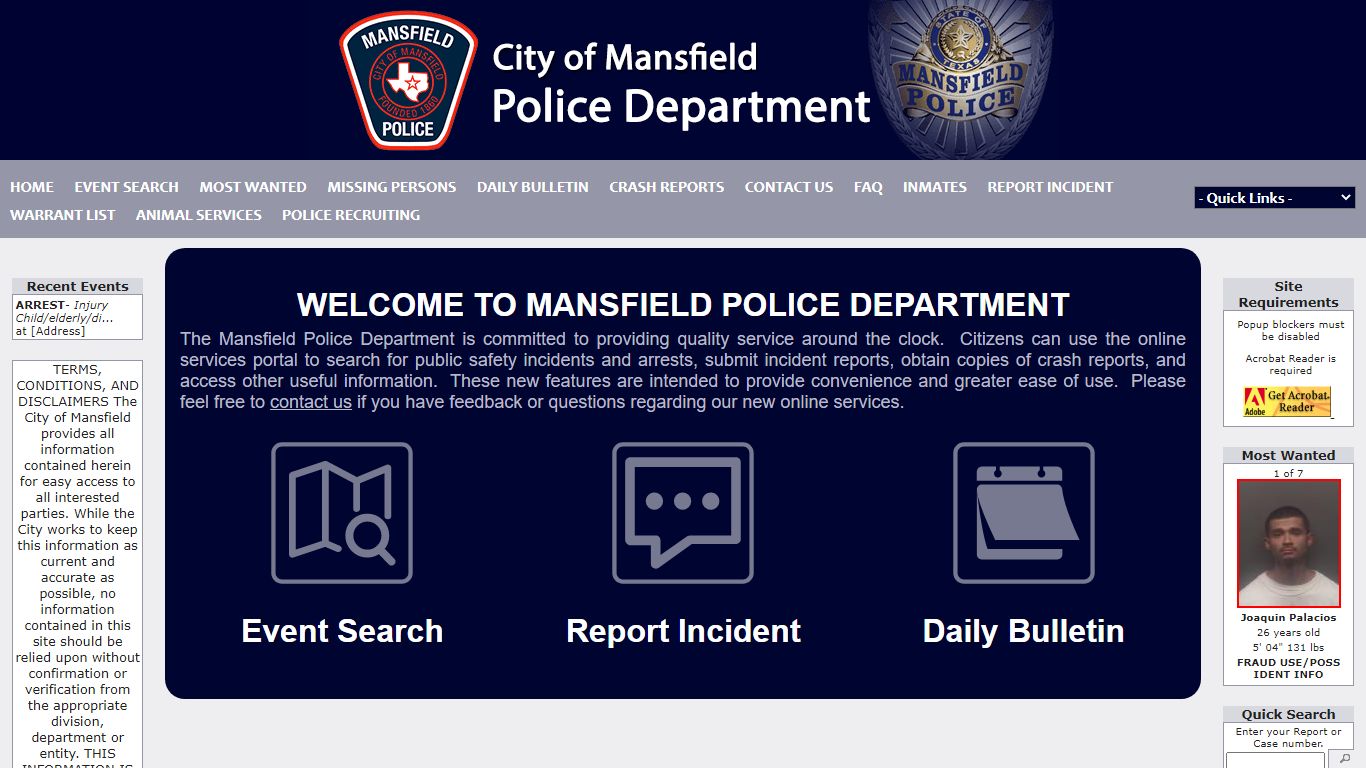 Mansfield Police Department P2C